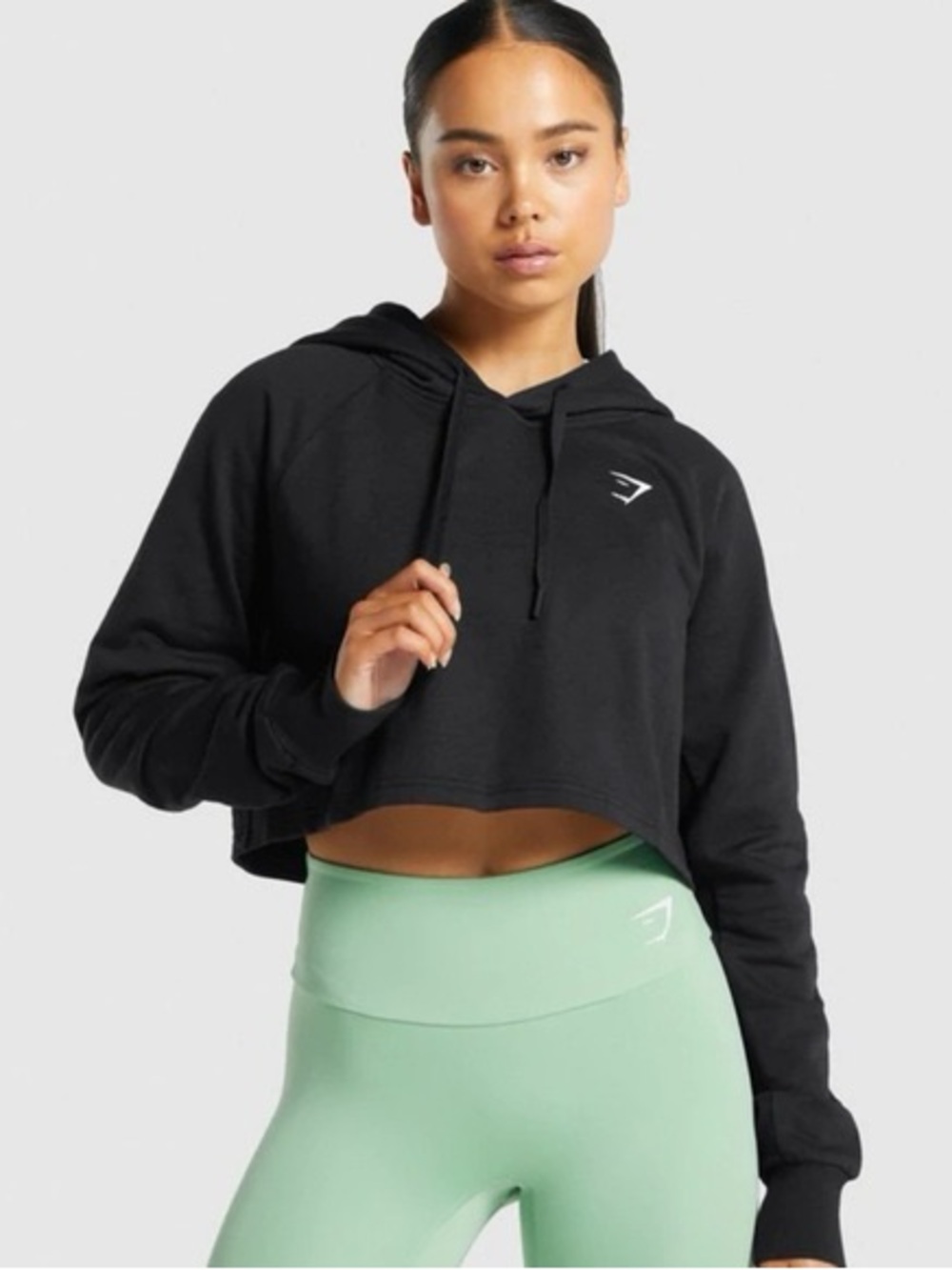Gymshark Black Cropped Hoodie